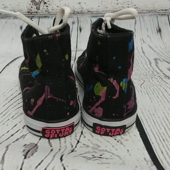 Gotta Flurt Black Paint Splatter High Top Sneakers - Picture 5 of 10